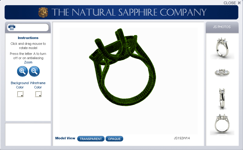3D view of a sapphire ring setting