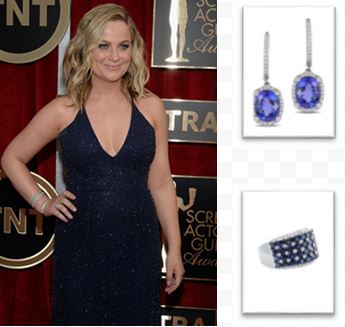 Amy Poelher and her sapphire earrings