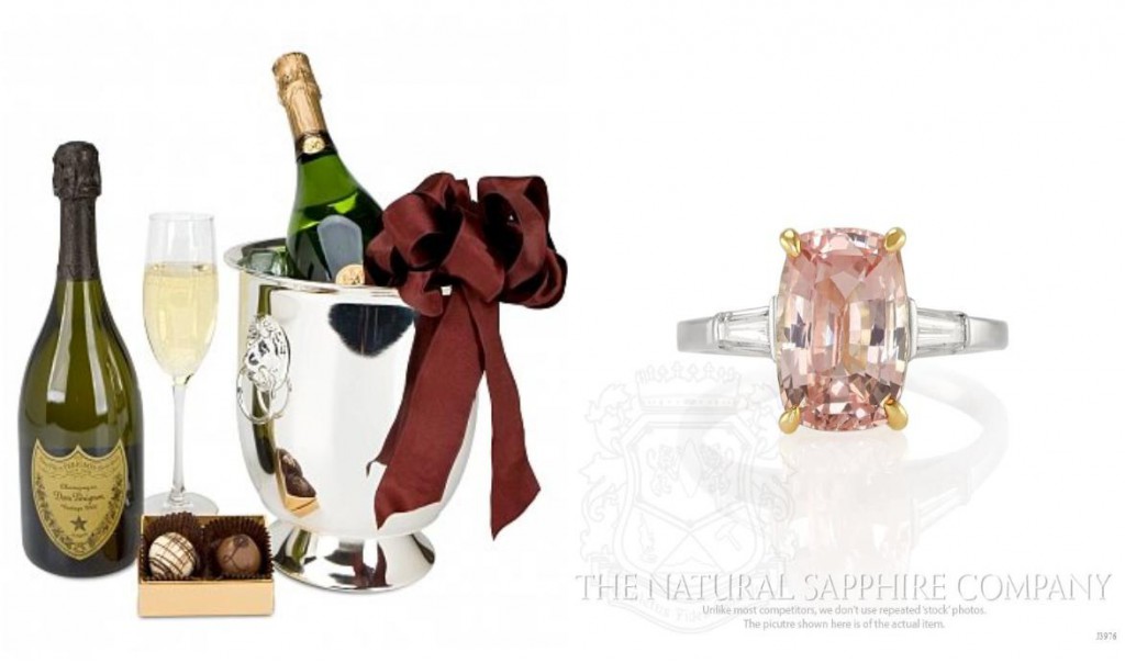 Cushion Cut Padparadscha & Diamond Ring