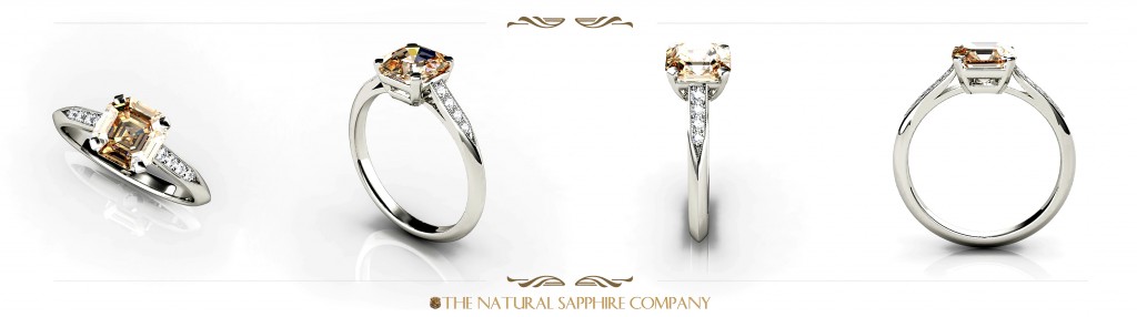 Custom Created Natural Untreated Orange Sapphire Ring