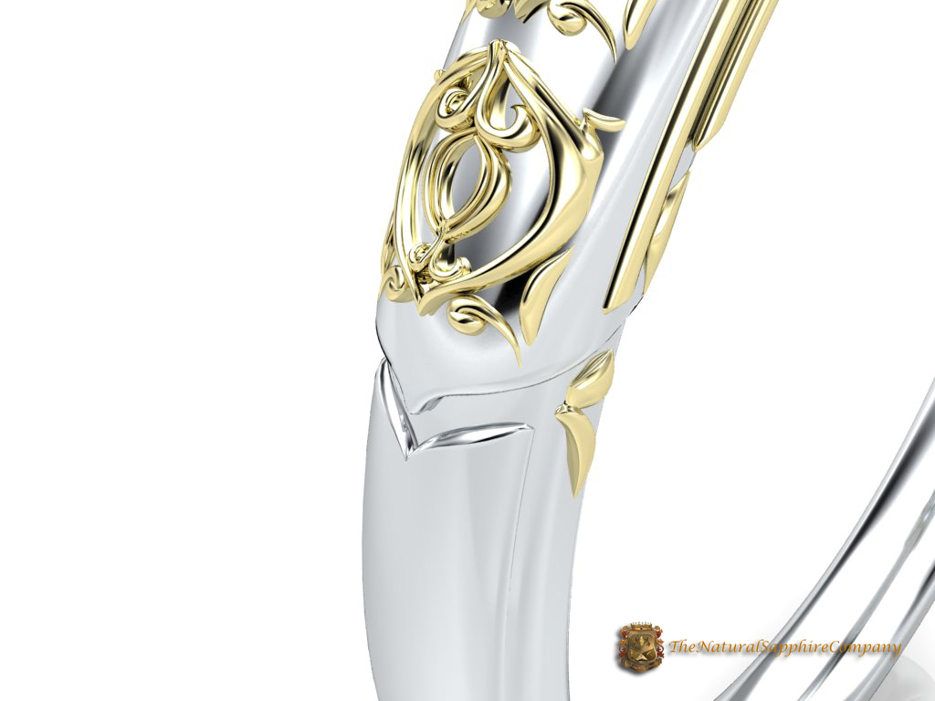 Custom Designed Natural Sapphire Engagment Ring and Wedding Band 2
