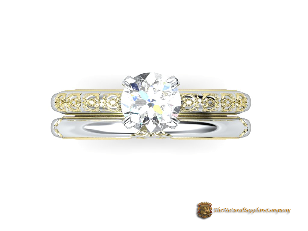 Custom Designed Natural Sapphire Engagment Ring and Wedding Band 3
