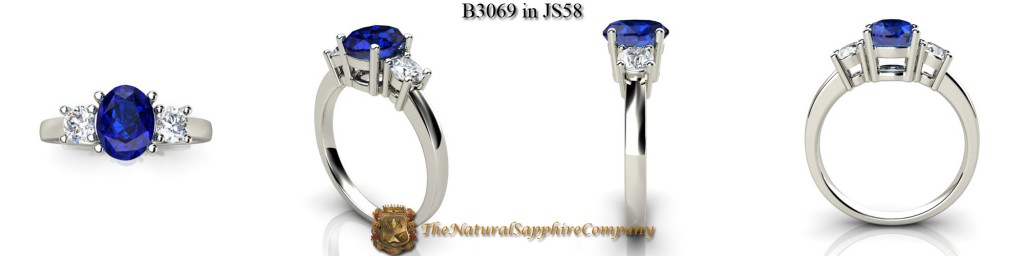 Custom Natural Untreated Blue Sapphire Ring with Round Diamonds