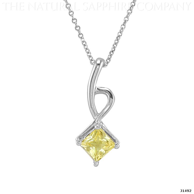 J1492 Natural Untreated Princess Cut Yellow Sapphire Pendant