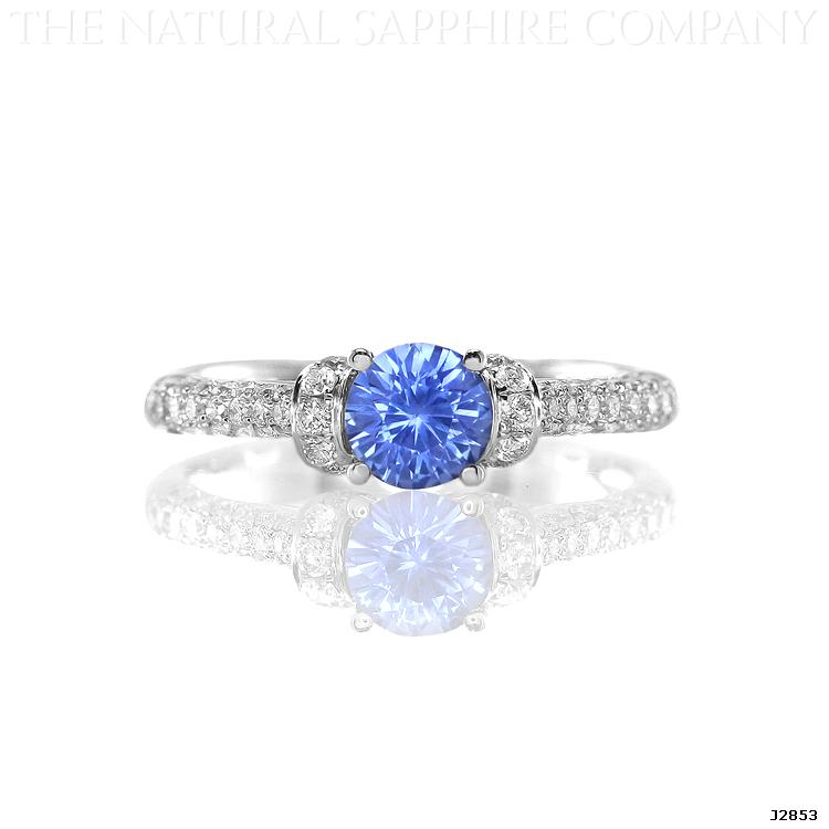 J2853 Natural Untreated Blue Sapphire and Diamond Ring