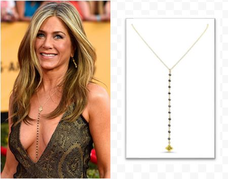 Jennifer-Aniston with her sapphire jewelry