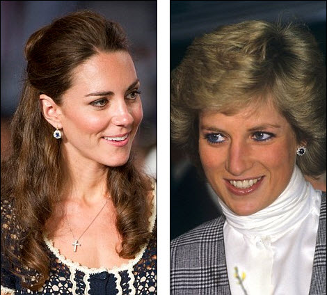 Kate and Princess Diana wearing natural blue sapphire earrings Kate and Princess Diana wearing natural blue sapphire earrings