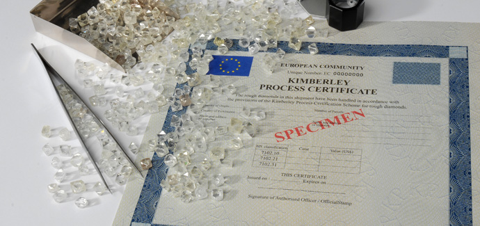 Kimberley Process Certificate and rough diamonds.