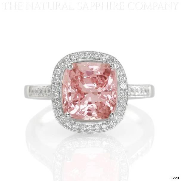 Natural Padparadscha Sapphire Pave Ring