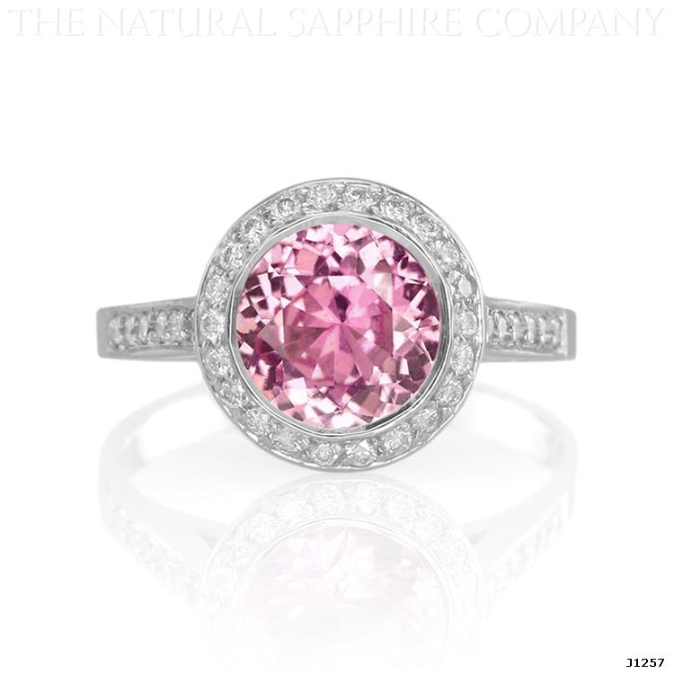Natural Pink Sapphire and Pave Diamond Engagement Ring