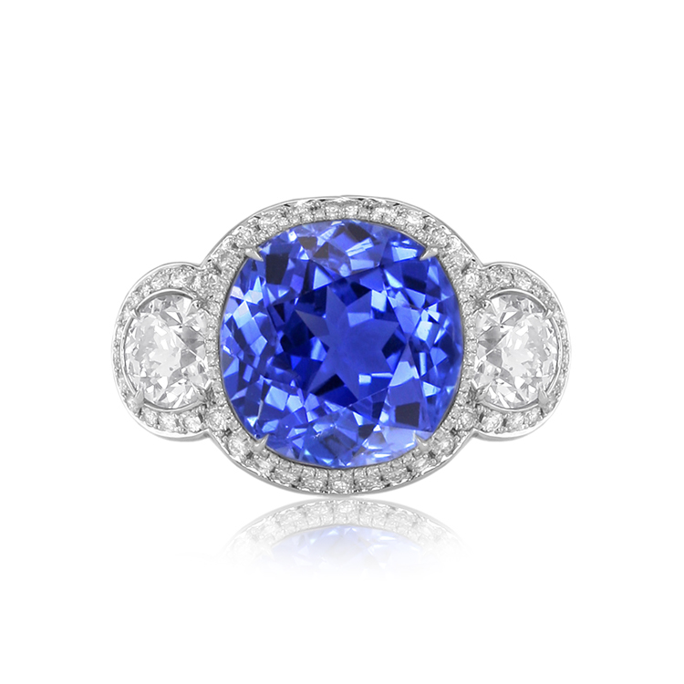 Natural Untreated Blue Sapphire and Diamond Ring