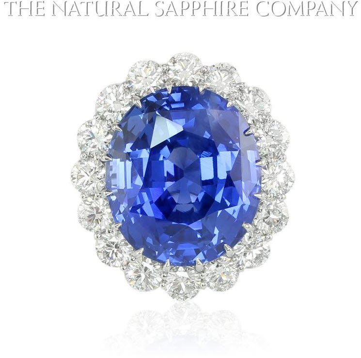 Natural Untreated Blue Sapphire and Diamond Ring