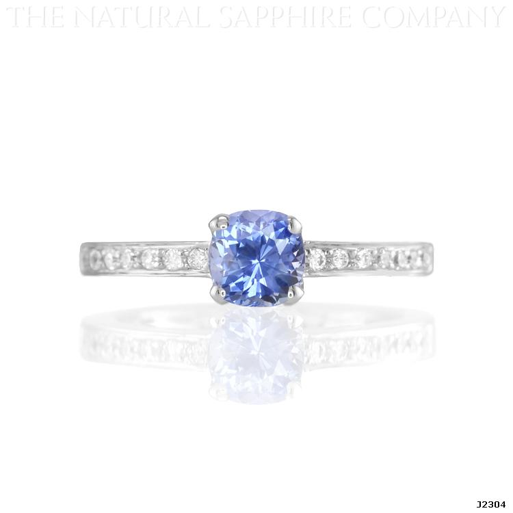 Natural Untreated Blue Sapphire and Pave Diamond Engagement Ring