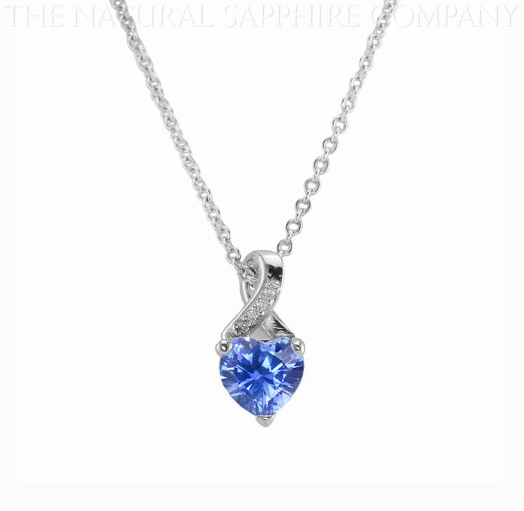 Heart Shape Blue Sapphire and Diamond Pendant Natural Untreated Heart Shape Blue Sapphire and Diamond Pendant