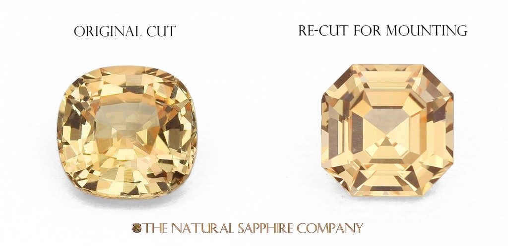 Natural Untreated Orange Sapphire Recut to Asscher Cut