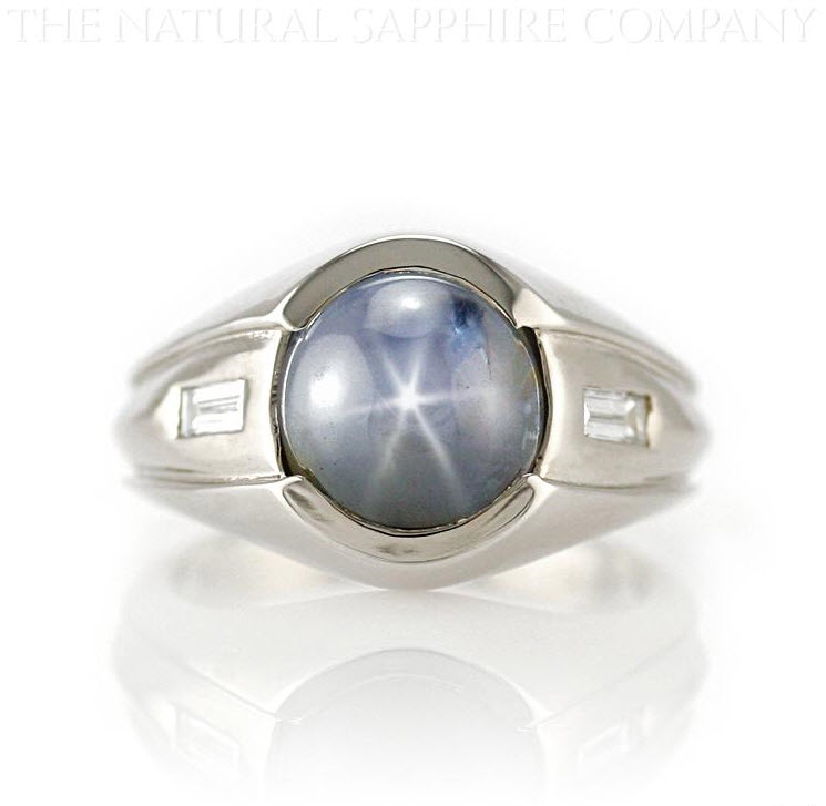 Natural Untreated Star Sapphire and Diamond Ring