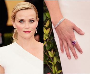 Reese Witherspoon with her sapphire jewelry