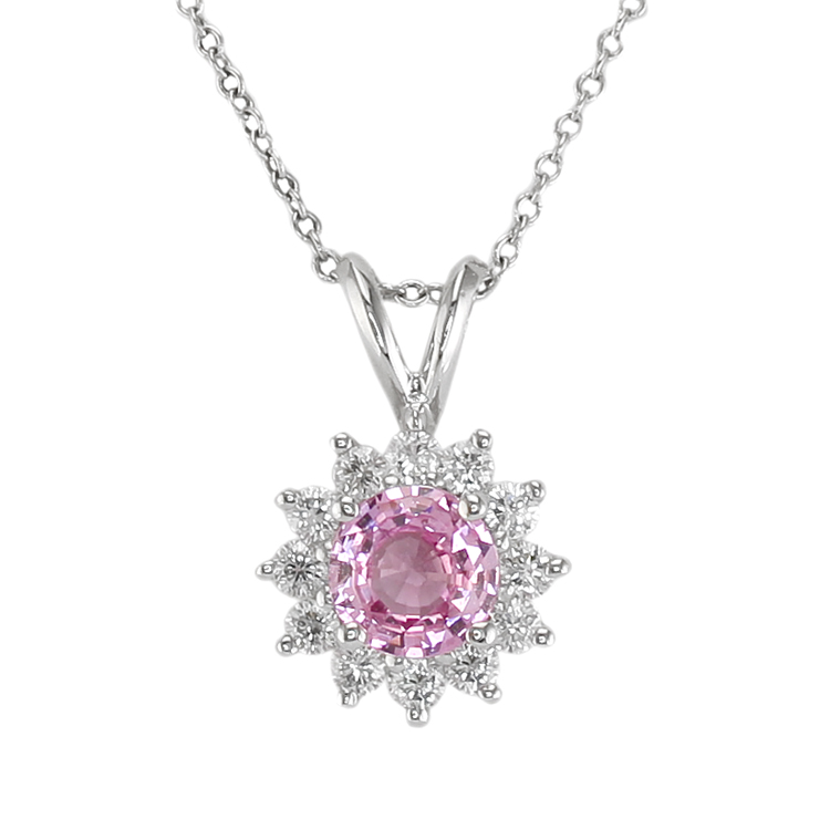 Stunning Natural Untreated Pink Sapphire Pendant with Diamonds