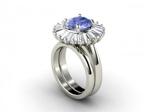 blue sapphire ring in white gold