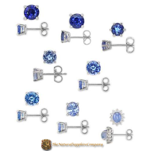 Natural Untreated Blue Sapphire Stud Earrings