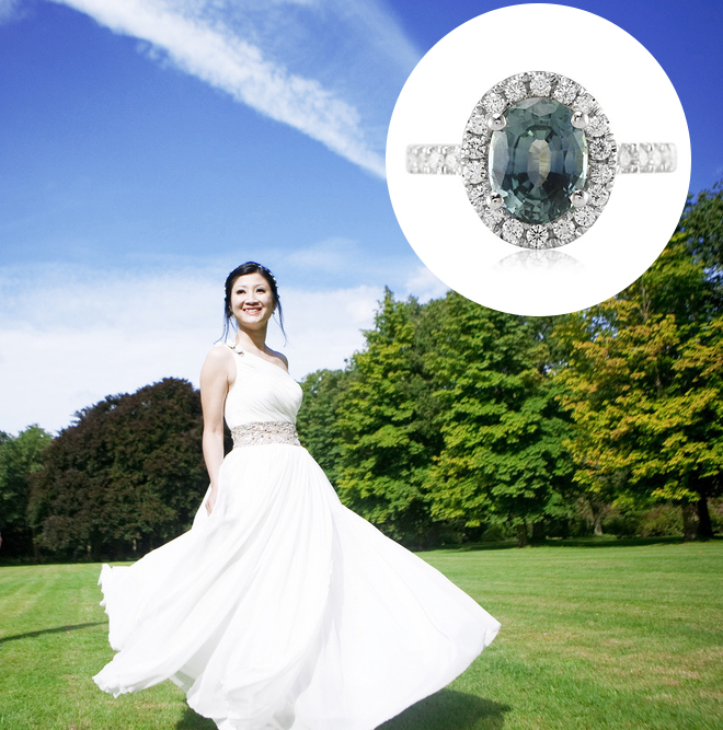 Blue-Green Sapphire Engagement Rings