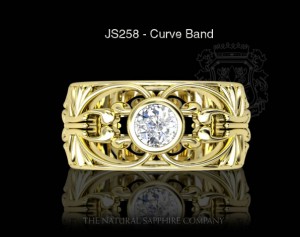 curved sapphire wedding band