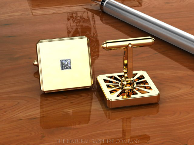 gold blue sapphire cufflinks