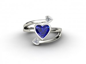 heart shaped blue sapphire ring