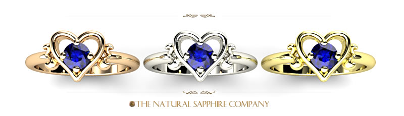 heart shaped rings in rose, white and yellow gold
