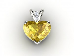 heart shaped yellow sapphire pendant