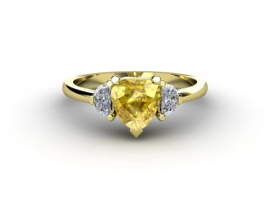 heart shaped yellow sapphire ring