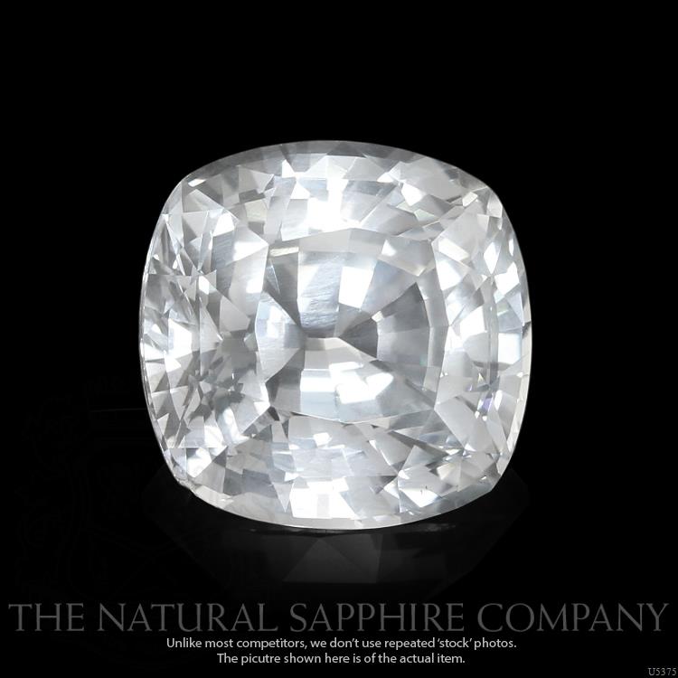 A natural white Cushion cut sapphire