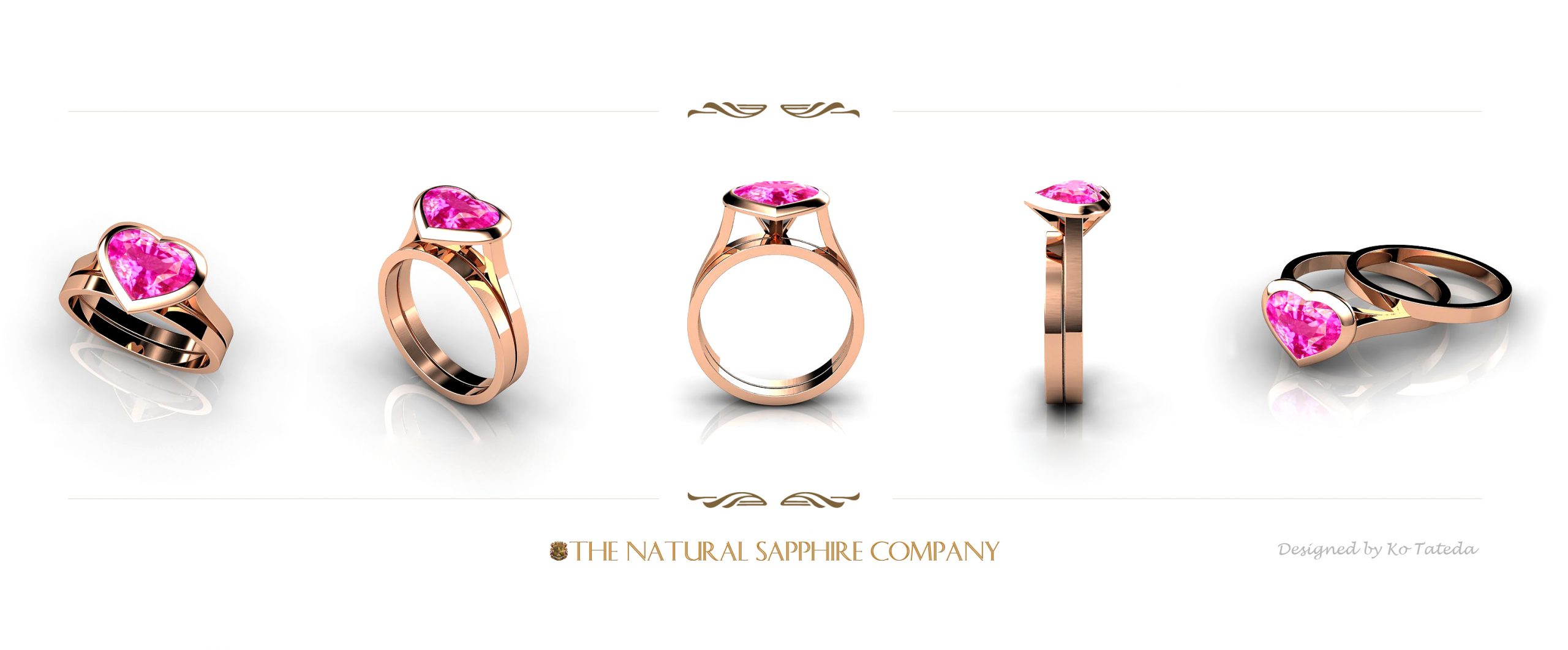 Pink Sapphire Rings Natural Untreated Pink Heart Shaped Sapphire Ring