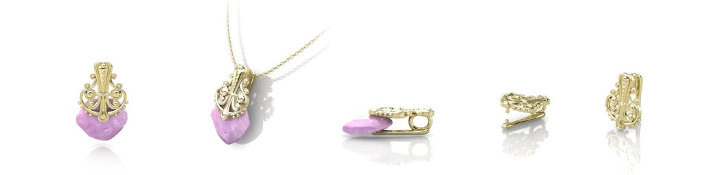 pink crystal sapphire pendant