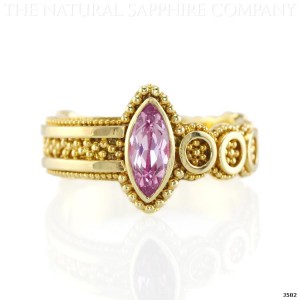pink sapphire ring in yellow gold