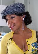 Tachina Arnold wearing blue sapphire and diamond earrings