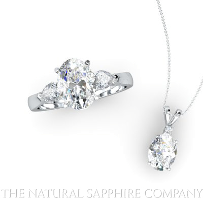 white sapphire ring and chain in white gold