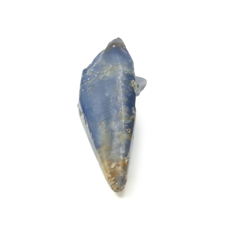 Natural 51.60 carat Ceylon rough blue sapphire crystal on a white background