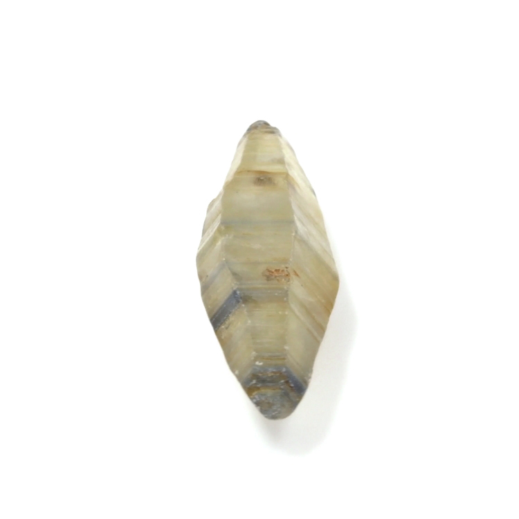 Natural 20.11 carat Ceylon rough yellow sapphire crystal on a white background